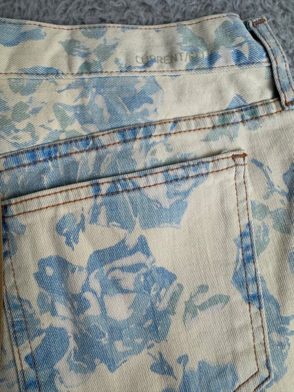 Current/Elliott Boyfriend Shorts Blue Rose Floral Denim Womens 29 Hippie Retro - Picture 10 of 13